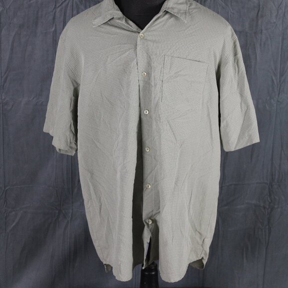 Vintage Button Down Shirt - Quicksilver Green Checker Pattern - Men's XL - Picture 1 of 8